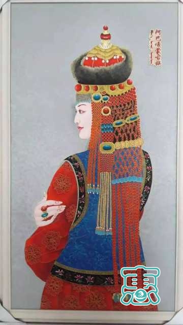 请您欣赏金丝彩岩手工艺作品——蒙古族部落妇女系列-1.jpg