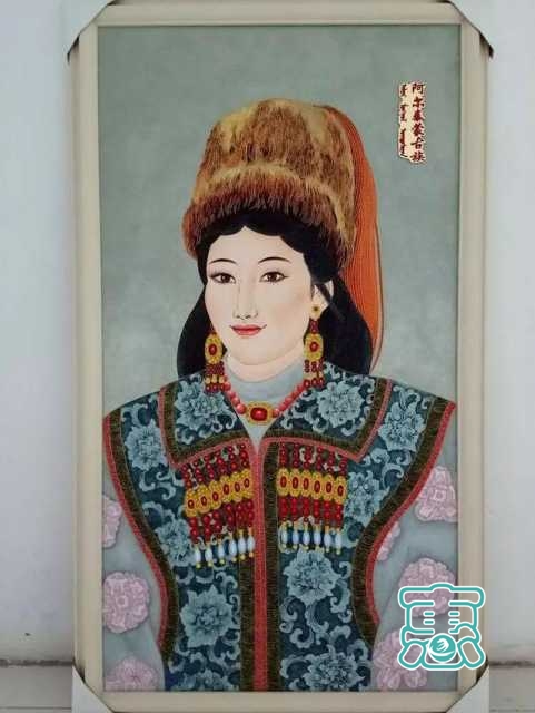 请您欣赏金丝彩岩手工艺作品——蒙古族部落妇女系列-4.jpg